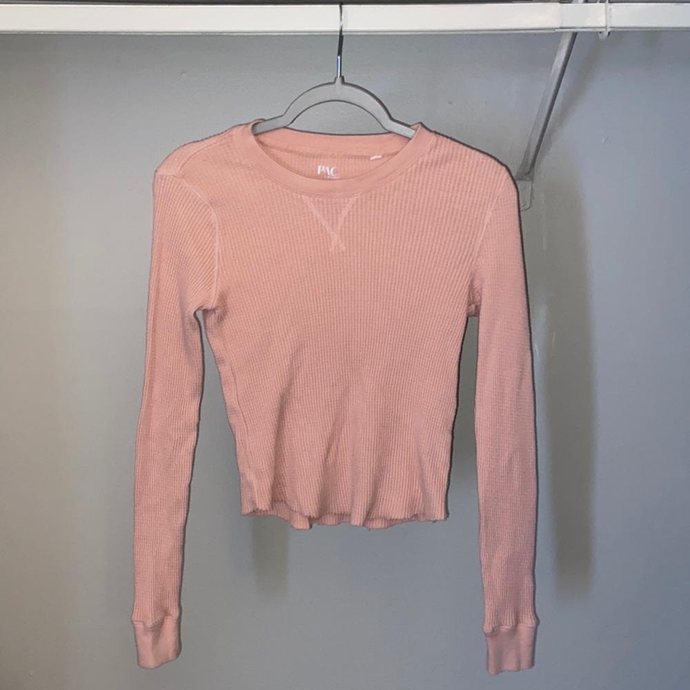 PacSun Pink Waffle Long Sleeve Shirt Small
